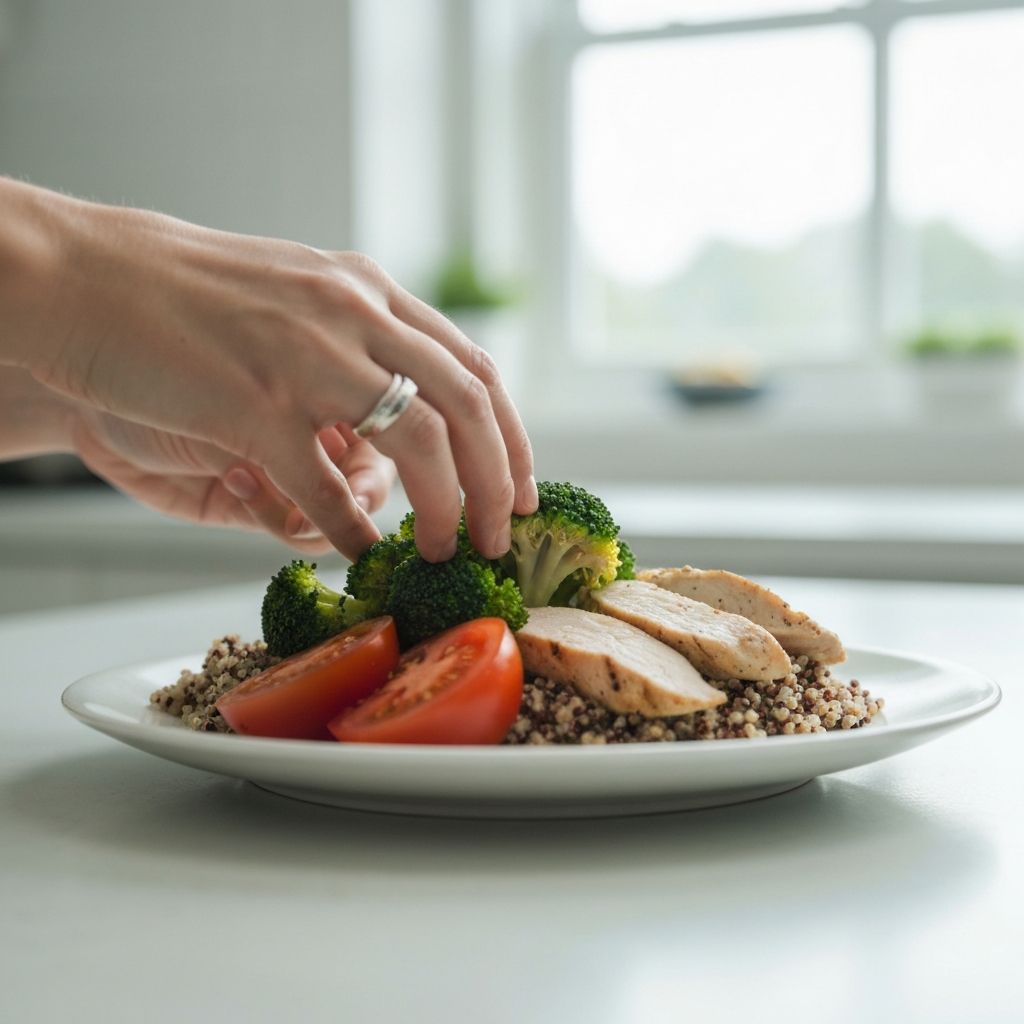 Zusammenstellung eines ausgewogenen Tellers mit verschiedenen Komponenten